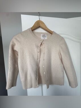 Hudson off White Cashmere Crewneck Cardigan
